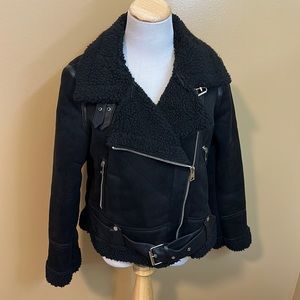 🌷 I-Lead Suede & Sherpa Biker Jacket